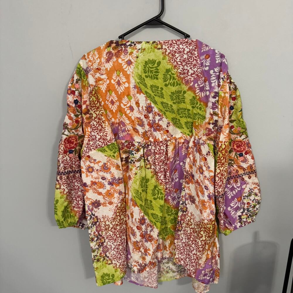 Savanna Jane Patchwork Multi Pattern Boho Top Wom… - image 2